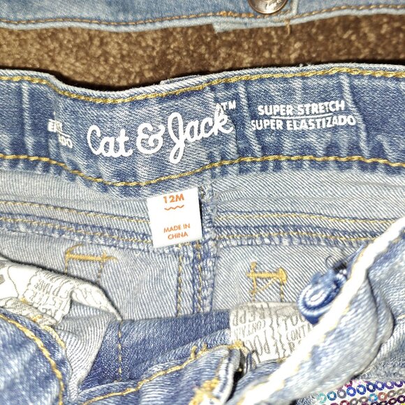 Baby B'gosh Denim Jean Jacket and Cat&Jack Super Stretch Skinny Sequin Jeans - Picture 3 of 8